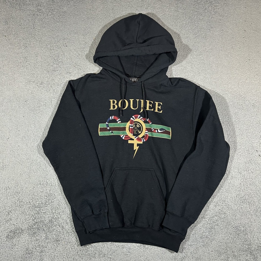 Limited-Edition Civil Regime "Boujee" Graphic Black Hoodie Size Small #3842
